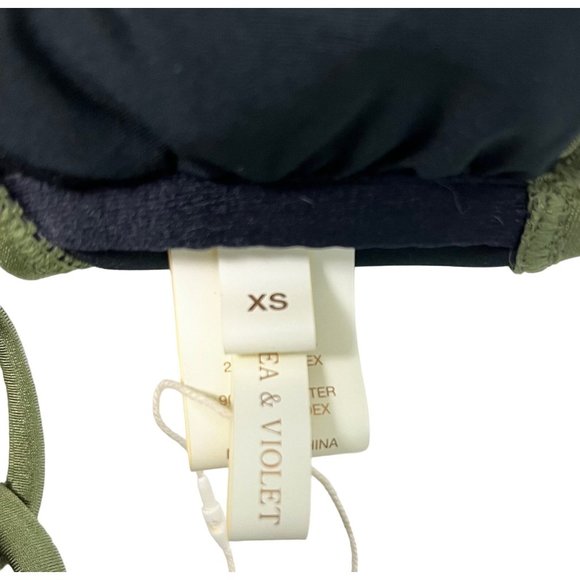 NWT Chelsea & Violet XS Ollive Green Eyelet Ruffle Tie Neck Bikini Swim Top - Picture 9 of 11